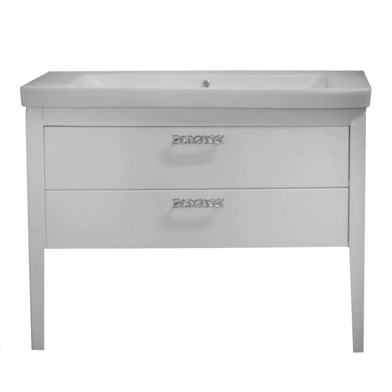 Комплект Тумба VERONA 105 (1005х850х460) с раковиной Luxury 105 (11105KL) серебрянные ручки — фото №1