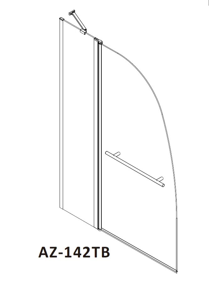 Шторка для ванны Azario BOSTON 100*140 с поручнем, хром, прозрачное стекло 6 мм. (AZ-142TB) — фото №6