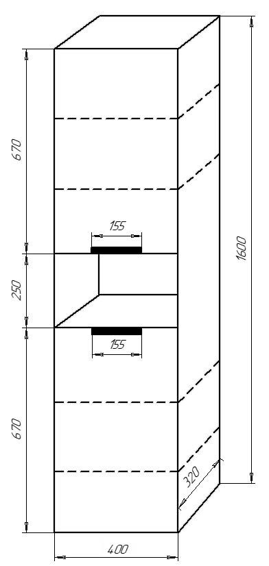 Пенал подвесной Azario Gris 40 400х320х1600 универсальный, цвет Дуб Веллингтон (CS00080417) — фото №3