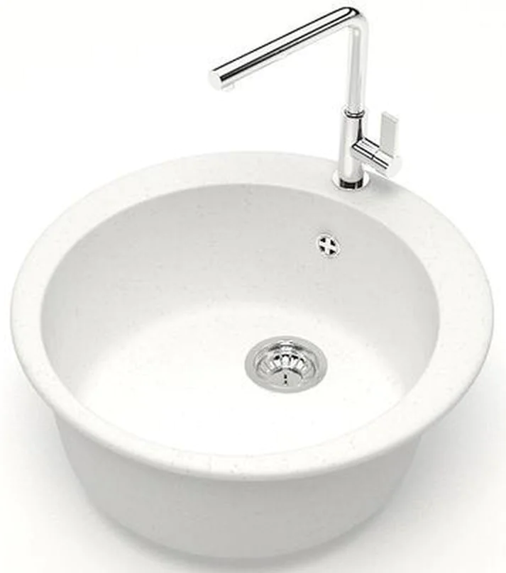 Кухонная мойка AZARIO Vital 507x507x200 искусственный мрамор, цвет Белый лед (CS00078343) — фото №2