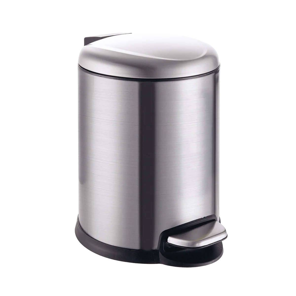 Мусорное ведро Azario 5 л., с плавным закрыванием, с педалью, матовый хром (AZ-301N-5L) — фото №1
