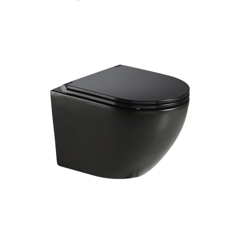 Унитаз подвесной Azario Grado 490х370х360 безободковый с сиденьем микролифт, черный матовый (AZ-0046-MB) — фото №1