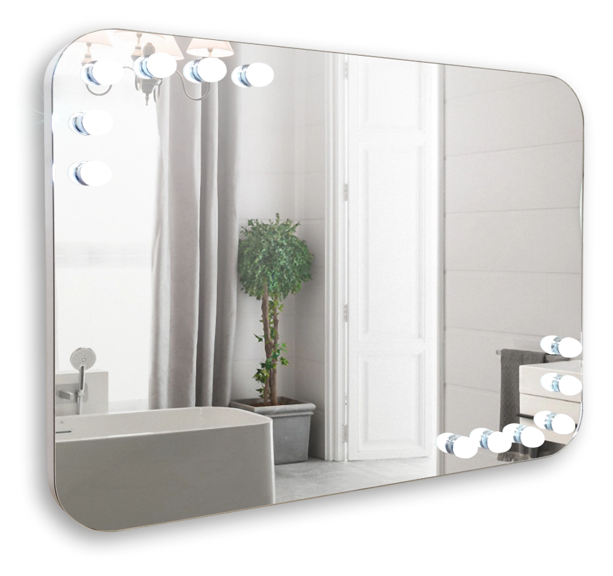 Зеркало AZARIO Эмбер 915х685 c подсветкой и диммером, сенсорный выключатель, 12 ламп к вомплекте (LED-00002506) — фото №1