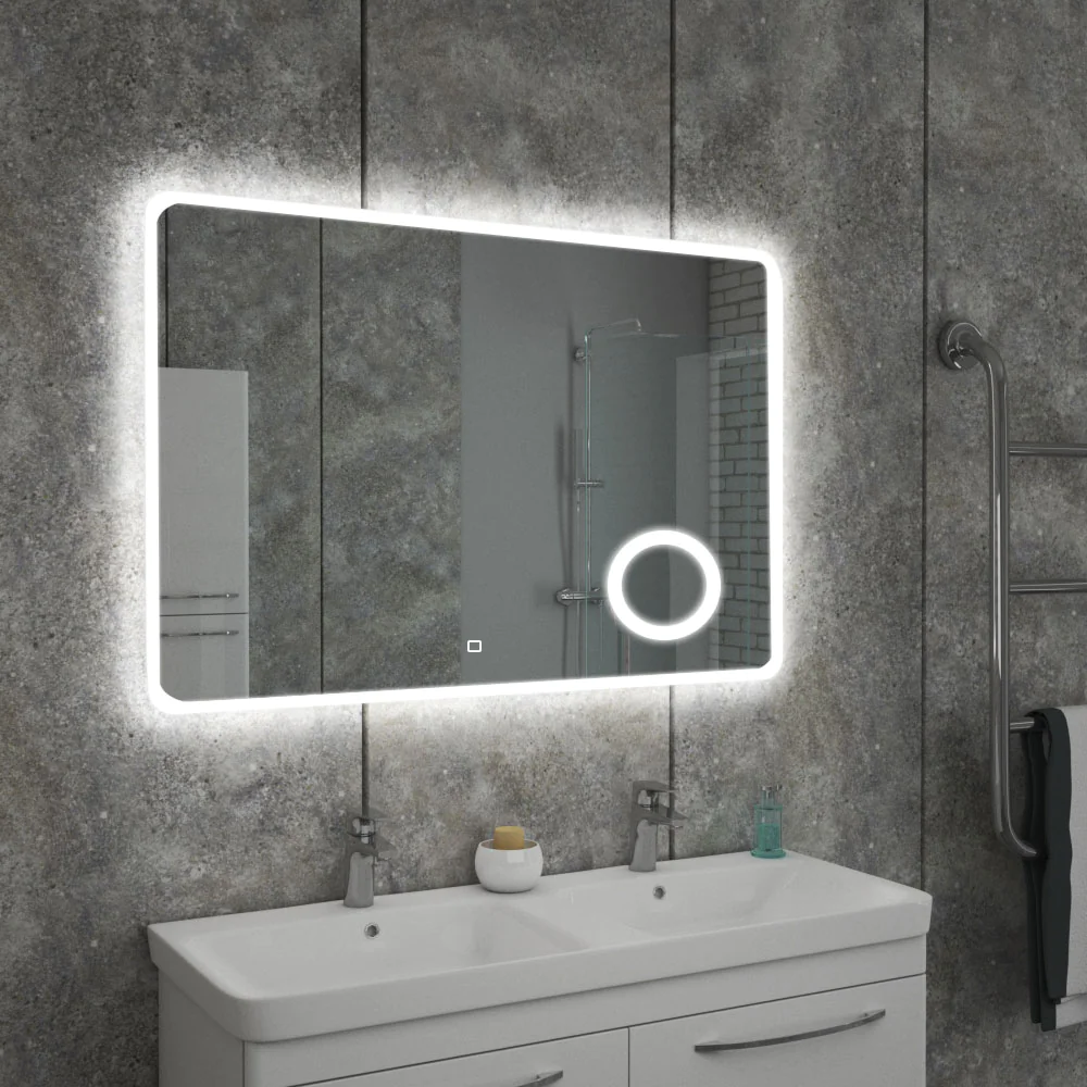 Зеркало AZARIO Эльза-4 1000х800 c подсветкой и диммером, сенсор выкл+часы (LED-00002329) — фото №2