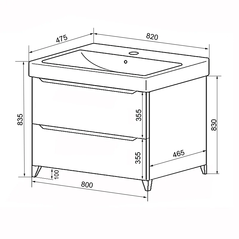 Комплект Тумба Azario LOTOS 80/2 Н 820х475х835 напольная с раковиной Monte 80 (CS00081987) — фото №4