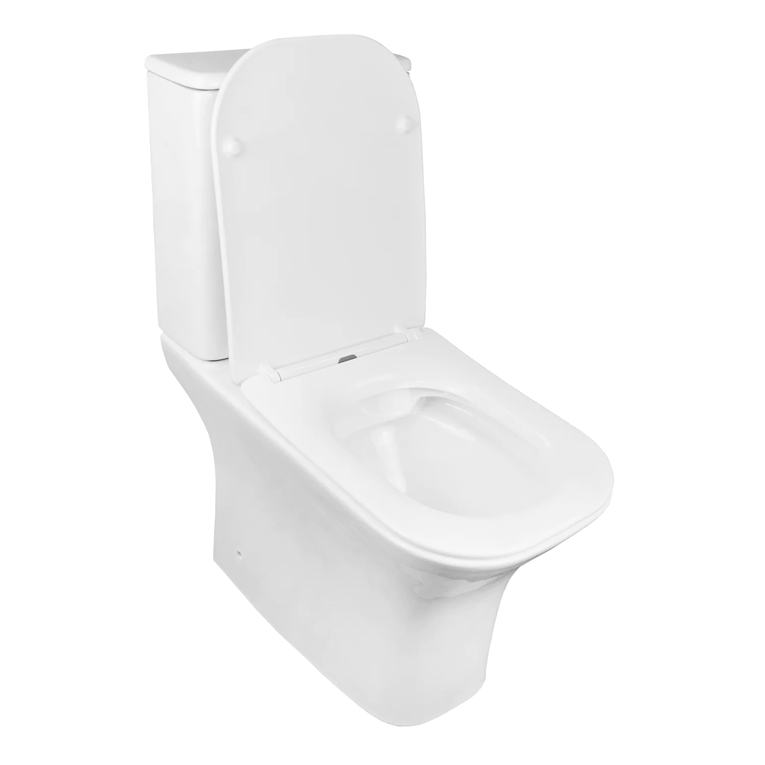Унитаз напольный Azario FRETTA SQUARE 650х340х790 безободковый с бачком и сиденьем микролифт, сливной арматурой Geberit (AZ-5121-G) — фото №2