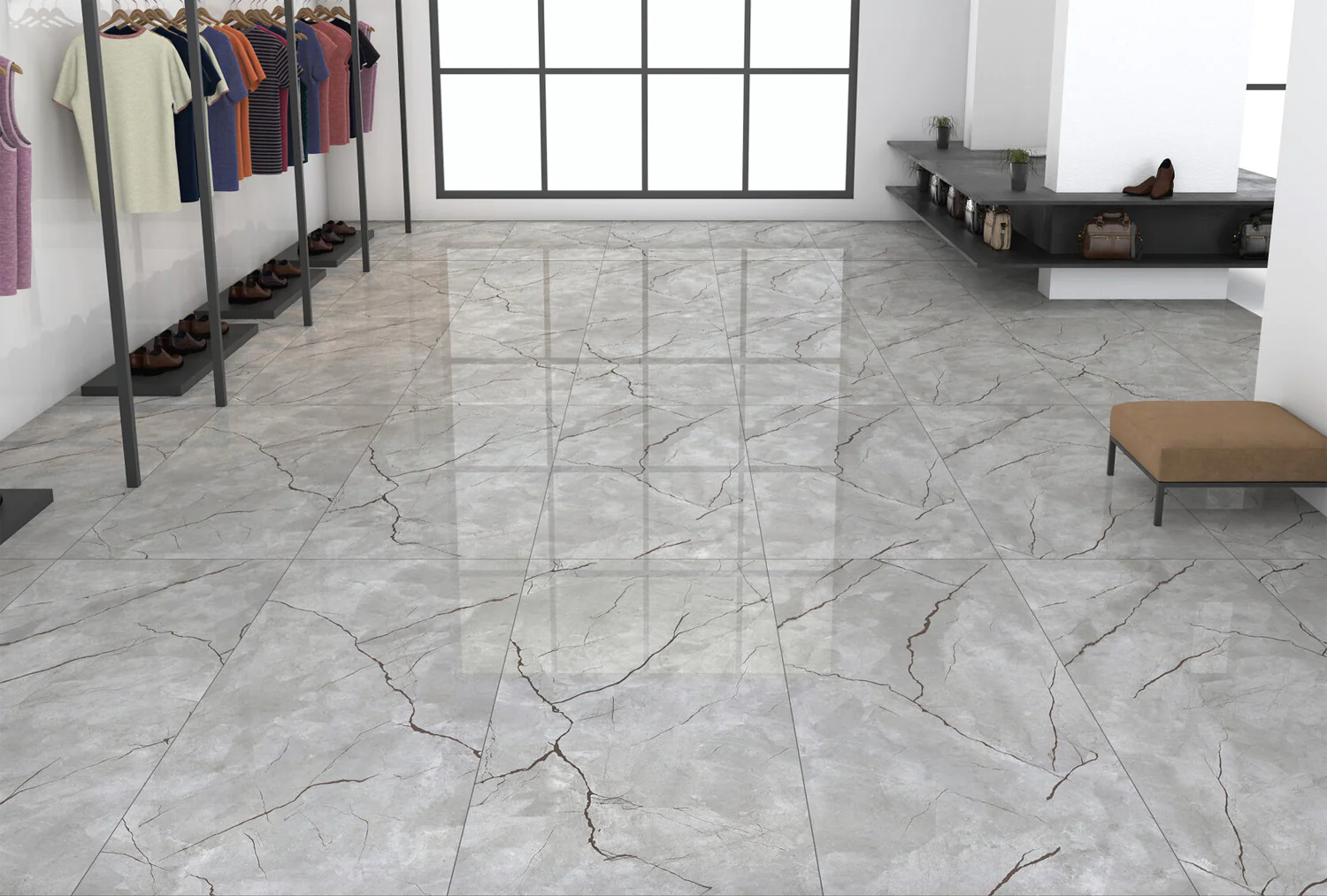Плитка керамогранитная AZARIO ATLAS GREY 60х120 Glossy (F4050821120G) — фото №4