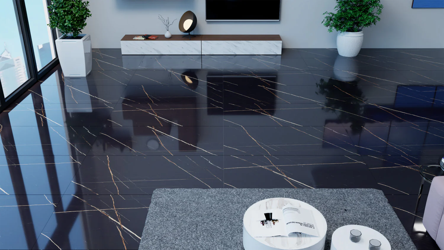 Плитка керамогранитная AZARIO SHADOW DARK 60х120 High Glossy (F3120821120HG) — фото №4