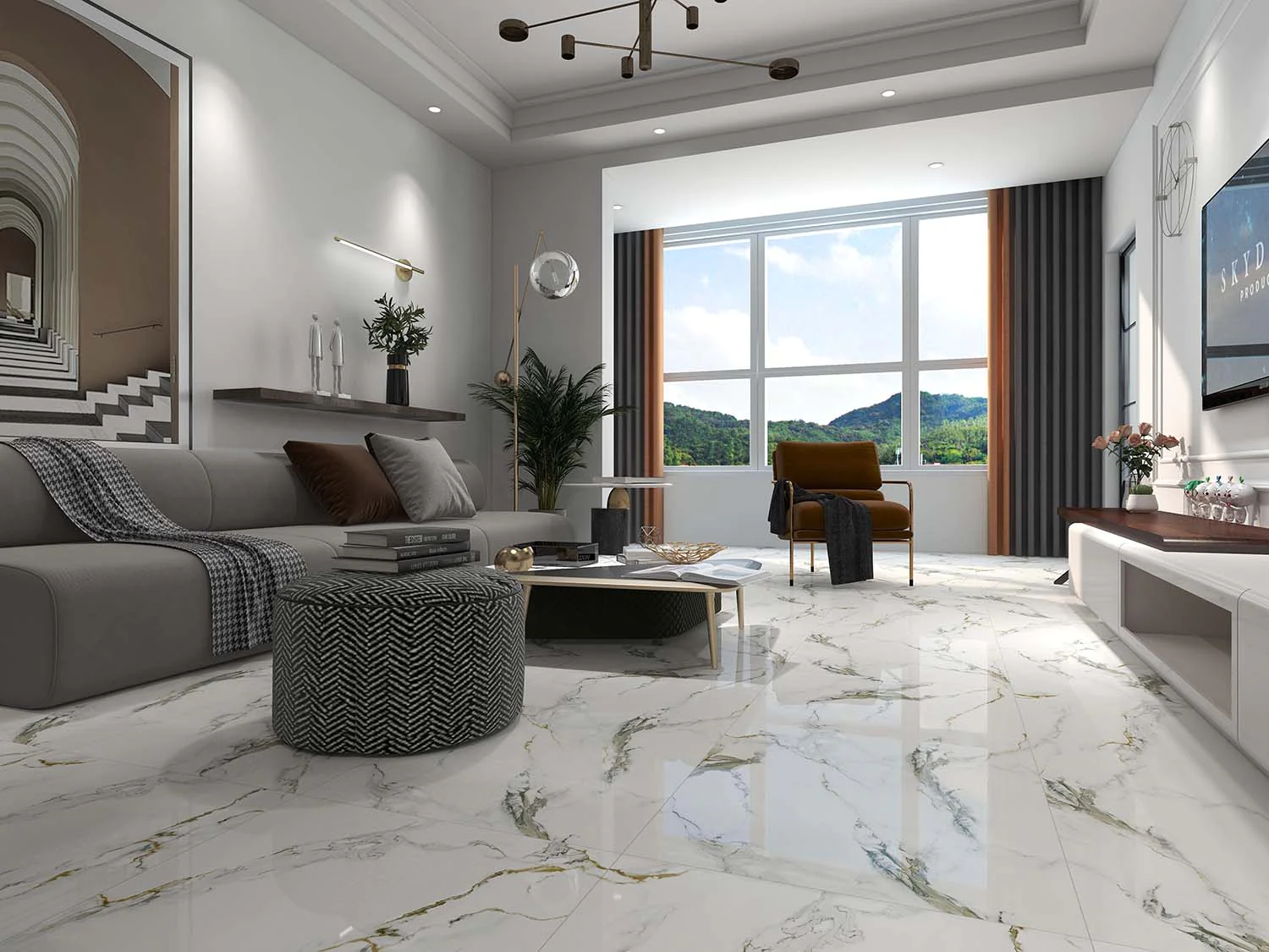 Плитка керамогранитная AZARIO CALACATTA GOLD 60×120 Carving (H18004002G) — фото №4