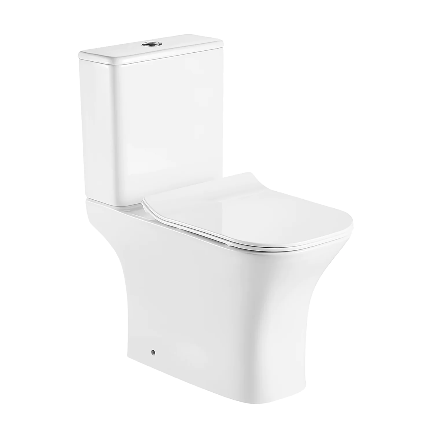 Унитаз напольный Azario FRETTA SQUARE 650х340х790 безободковый с бачком и сиденьем микролифт, сливной арматурой Geberit (AZ-5121-G) — фото №1