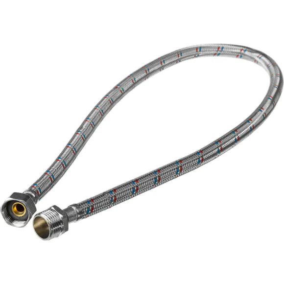 Гибкая подводка AZARIO для воды, 80 см., 1/2″, вн. — нар. нержавеющая оплетка (AZ-0,8-FM)