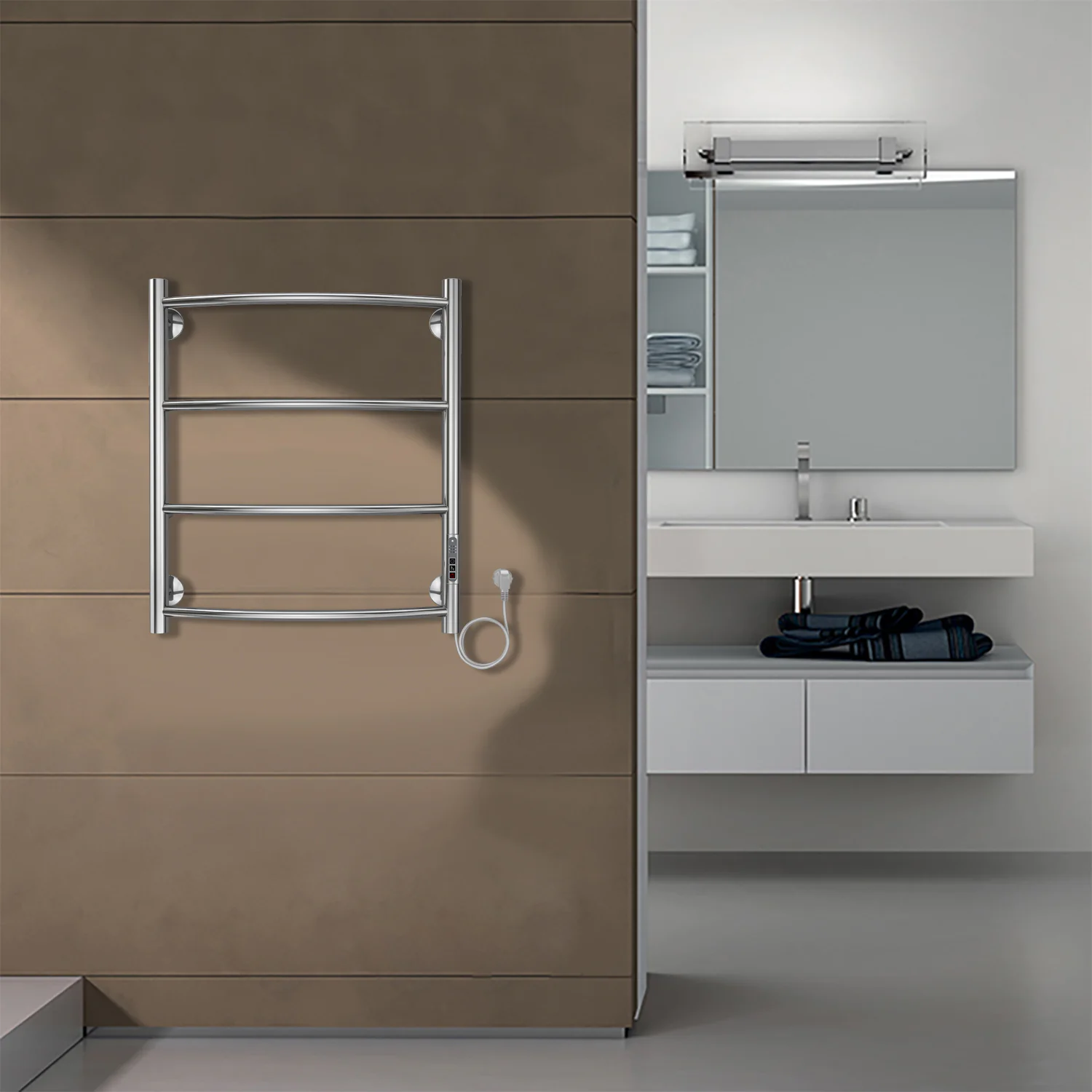Полотенцесушитель электрический AZARIO VERONA 500/600 4 секции, тен справа, хром (AZ04856) — фото №4