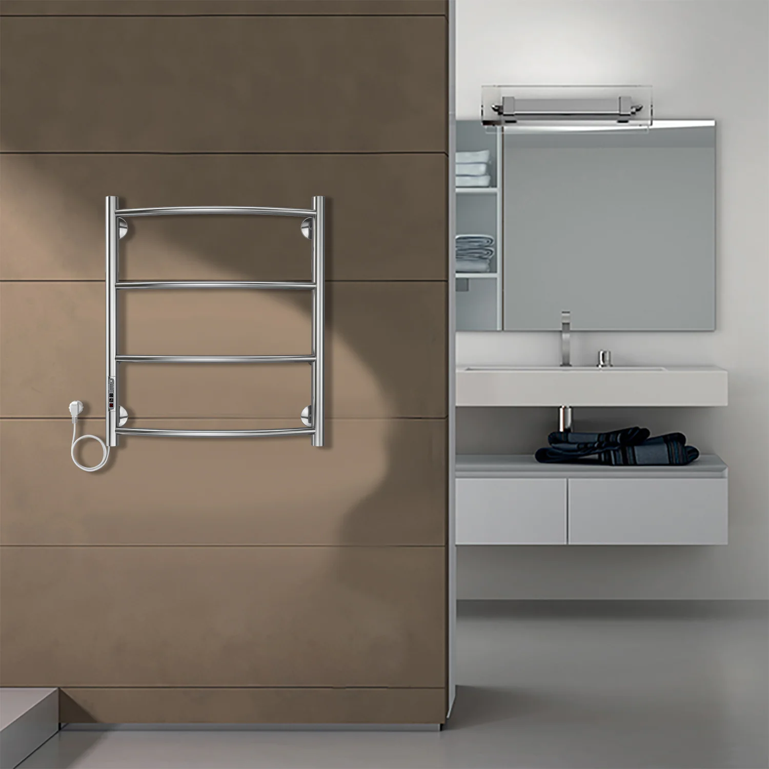 Полотенцесушитель электрический AZARIO VERONA 500/600 4 секции, тен слева, хром (AZ04756) — фото №4