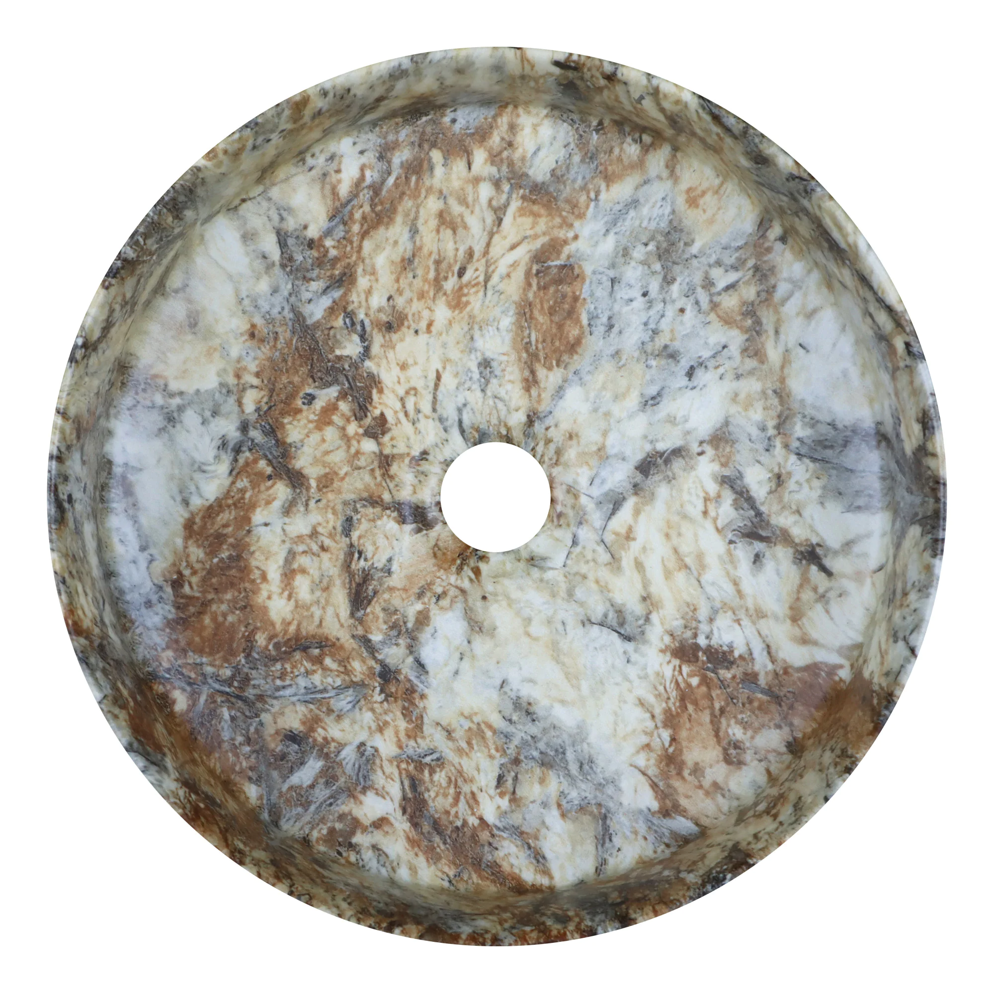 Раковина-чаша Azario 355х355х120 накладная, круглая, коричневый мраморный (AZ-3134-M830) — фото №2