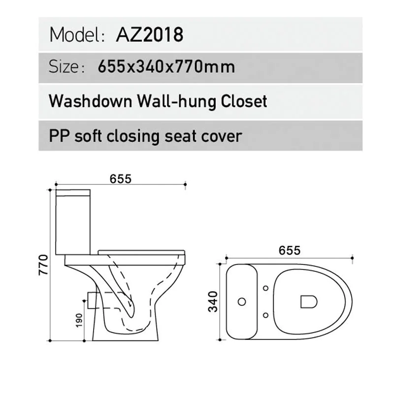 Унитаз-компакт Azario Trend 655х350х770 напольный, с бачком и сиденьем микролифт (AZ2018-P) — фото №3