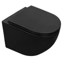 Унитаз подвесной Azario Grado 370х490х360 безободковый, система антивсплеск (Торнадо), с быстросъемным сиденьем микролифт, черный матовый (AZ-0046-UQ1-MB)