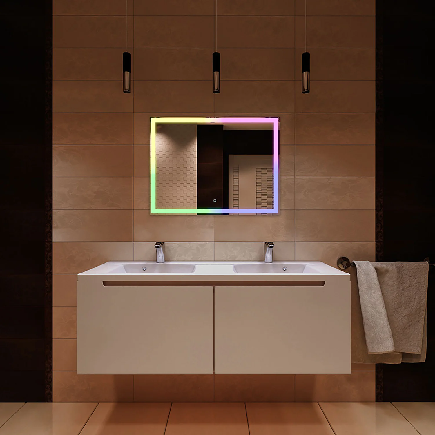 Зеркало AZARIO Livia-RGB 800х600 сенсорный выключатель с функцией диммера, мульти-цвет (LED-00002638) — фото №6