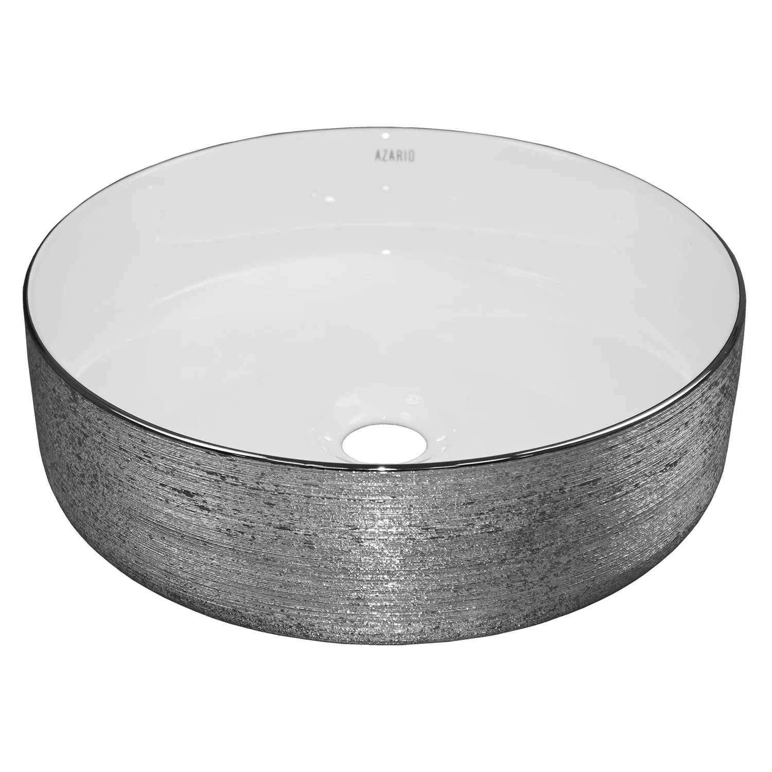 Раковина-чаша Azario 355х355х120 накладная, круглая, белый/серебро (AZ-3134-ST-SW) — фото №3