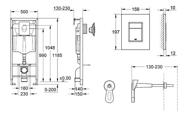 Сет 3 в 1 инсталляция Grohe Rapid SL с клавишей смыва + подвесной унитаз Azario Grado c быстросъемным сиденьем микролифт (38772001+AZ-0046N) — фото №12