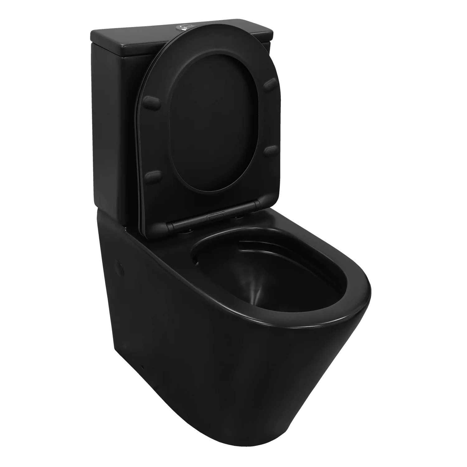 Унитаз-компакт Azario Black Queen 370х605х800 безободковый, с быстросъемным сиденьем микролифт, черный матовый (AZ-8380) — фото №3