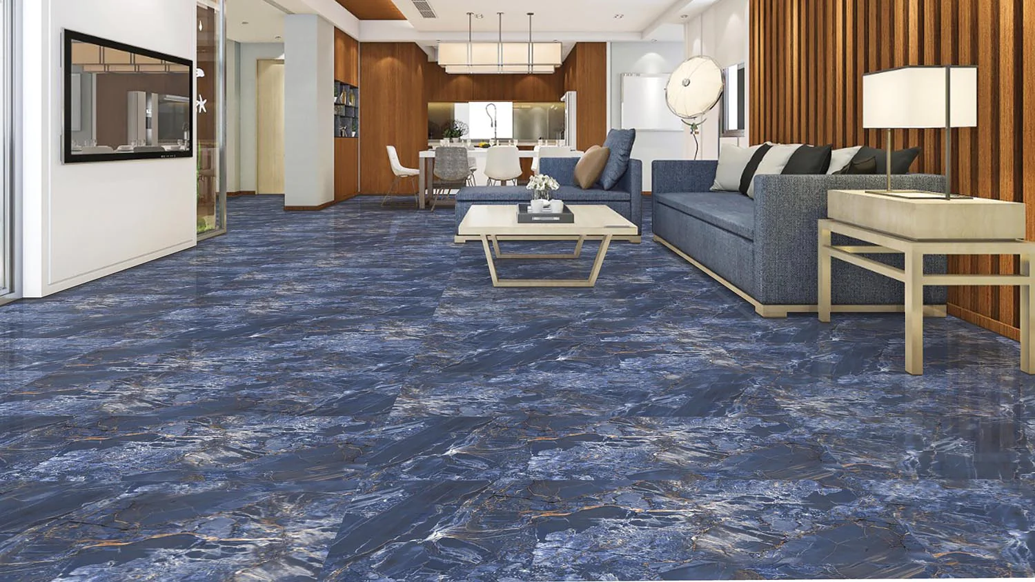 Плитка керамогранитная AZARIO CRYSTAL BLUE 60х120 High Glossy (P3090821120HG) — фото №7