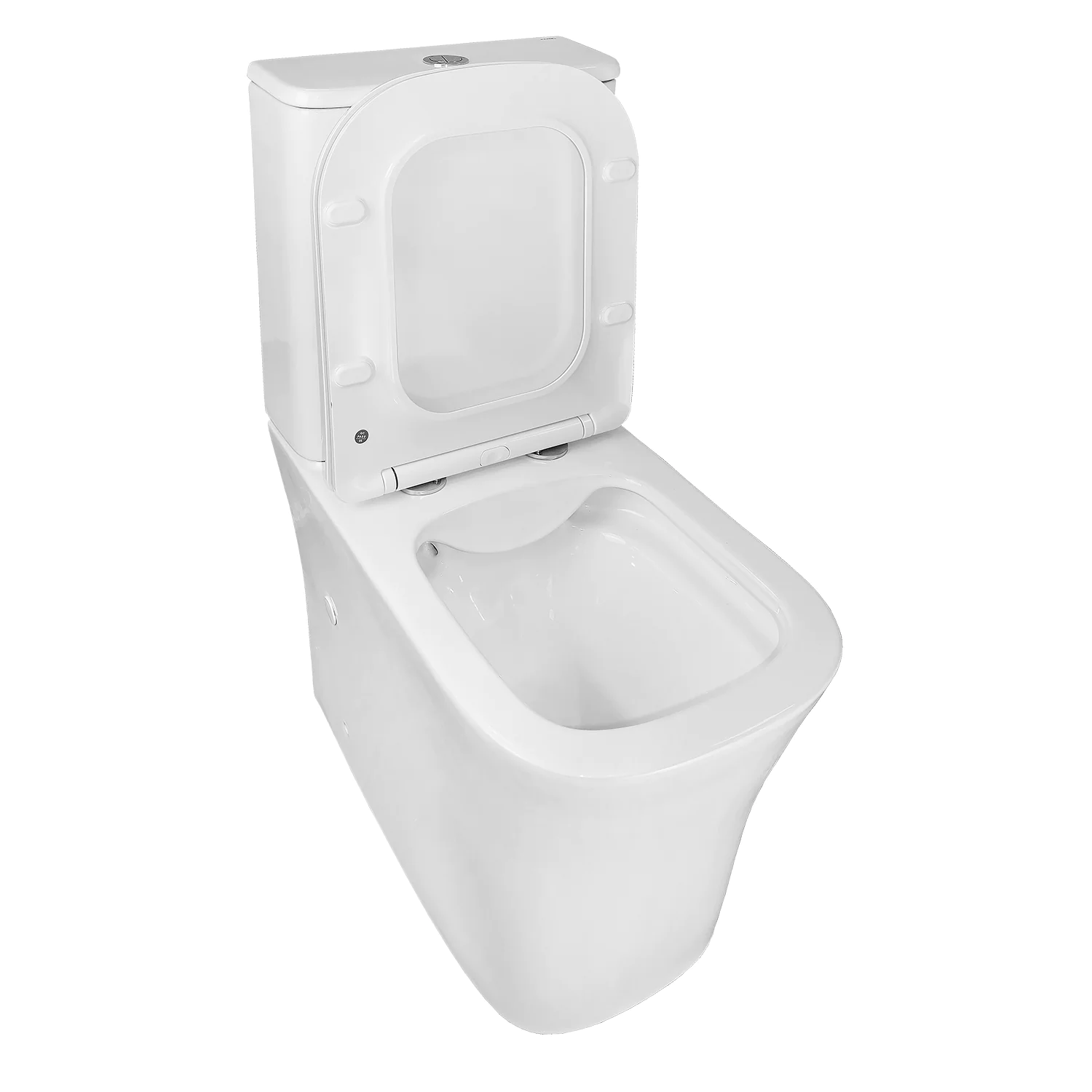 Унитаз-компакт Azario ANTEO SQUARE 385х630х820 напольный, безободковый, с быстросъемным сиденьем микролифт (AZ-1218A) — фото №4