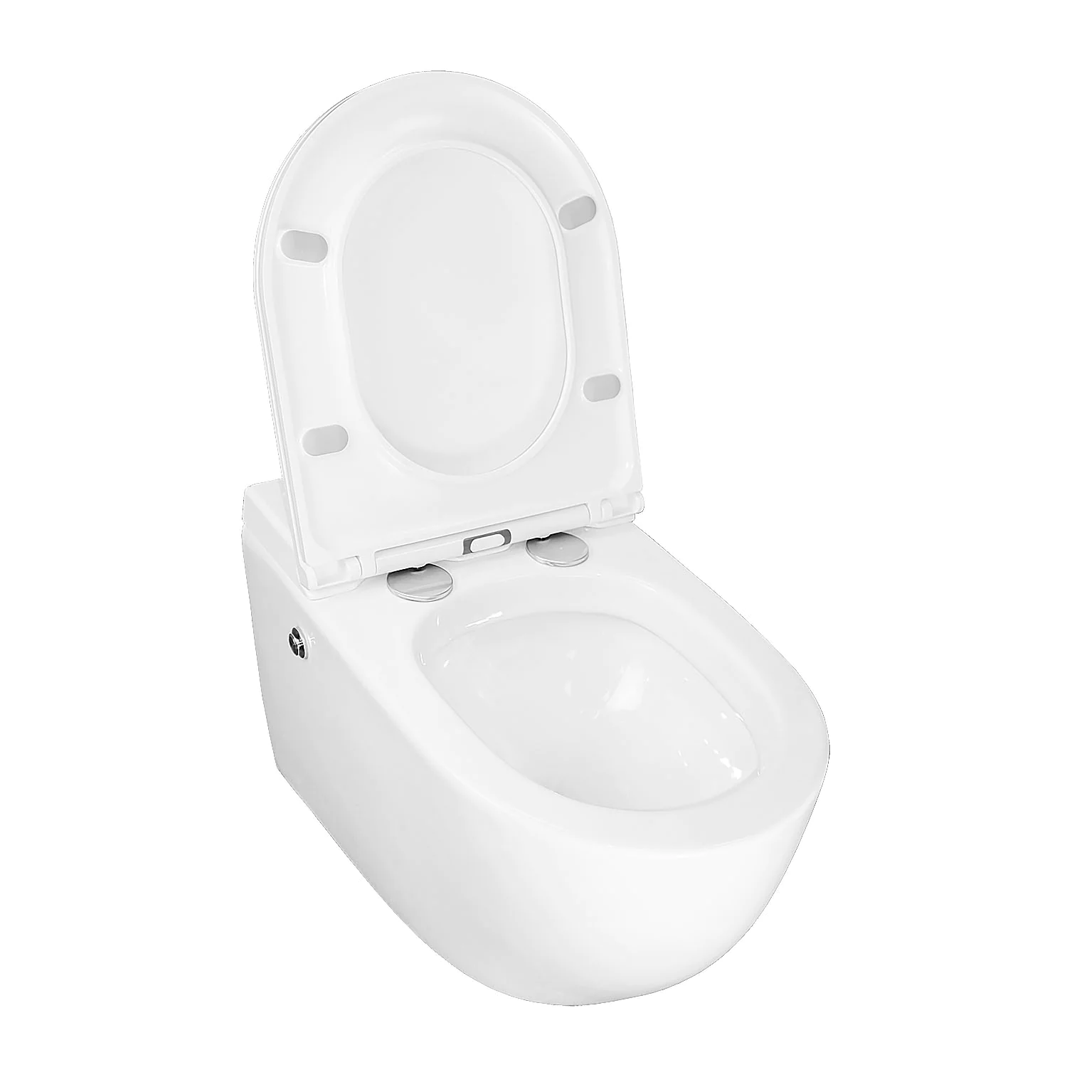 Унитаз импульсный Azario 360х570х375 подвесной, полукруглый, быстросъемное сиденье микролифт, монтажная рама в комплекте (AZ-102C) — фото №4