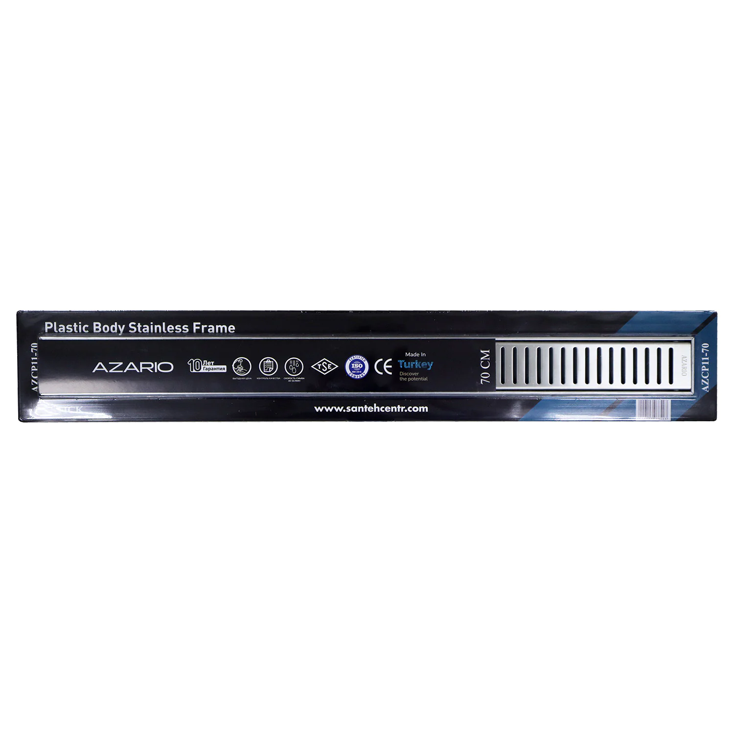 Душевой лоток AZARIO STICK 700 мм, боковой слив D40, пластиковый, решетка из нержавеющей стали (AZCP11-70 Stick) — фото №5