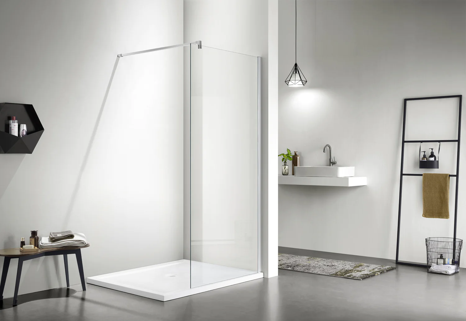 Душевая перегородка Azario CHICAGO Walk-in 1100×1950 прозрачное стекло 8 мм, покрытие EASY CLEAN, цвет профиля серебро (AZ-NAR6310 1100) — фото №2