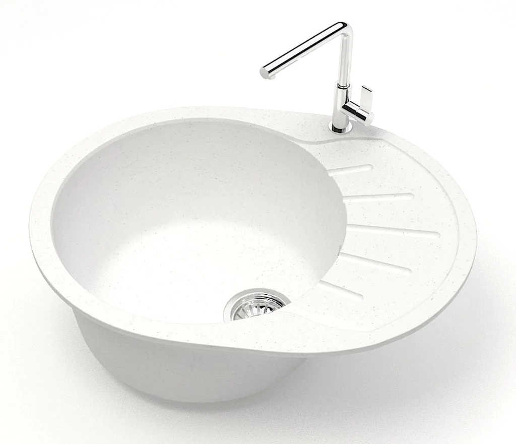 Кухонная мойка AZARIO Light 575х440х215) искусственный мрамор, цвет Белый (CS00079917) — фото №2