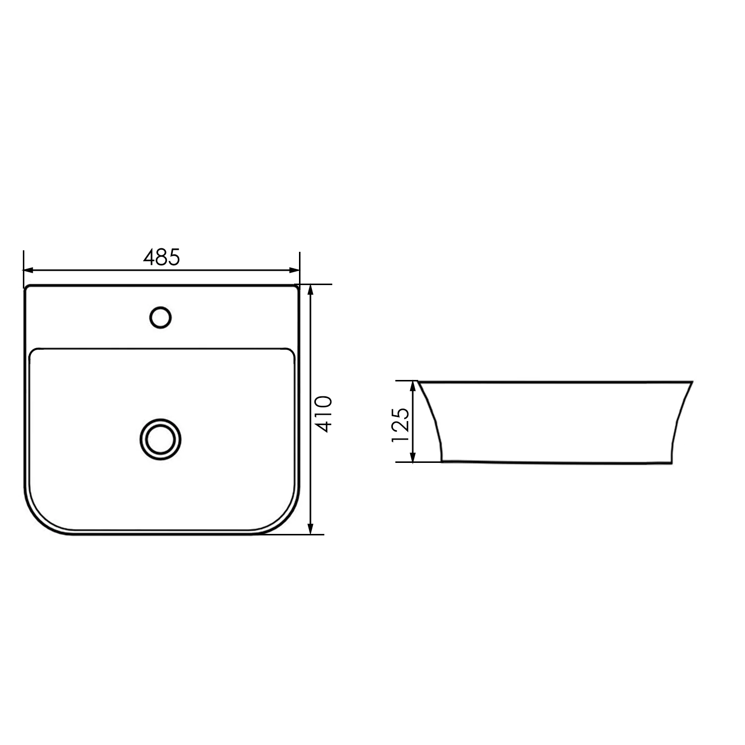 Раковина накладная Azario 485х410х125 прямоугольная, белый глянец (AZ-2258) — фото №6