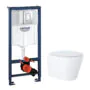 Сет 3 в 1 инсталляция Grohe Rapid SL с клавишей смыва + подвесной унитаз Azario Teramo c быстросъемным сиденьем микролифт (38772001+AZ-0053)