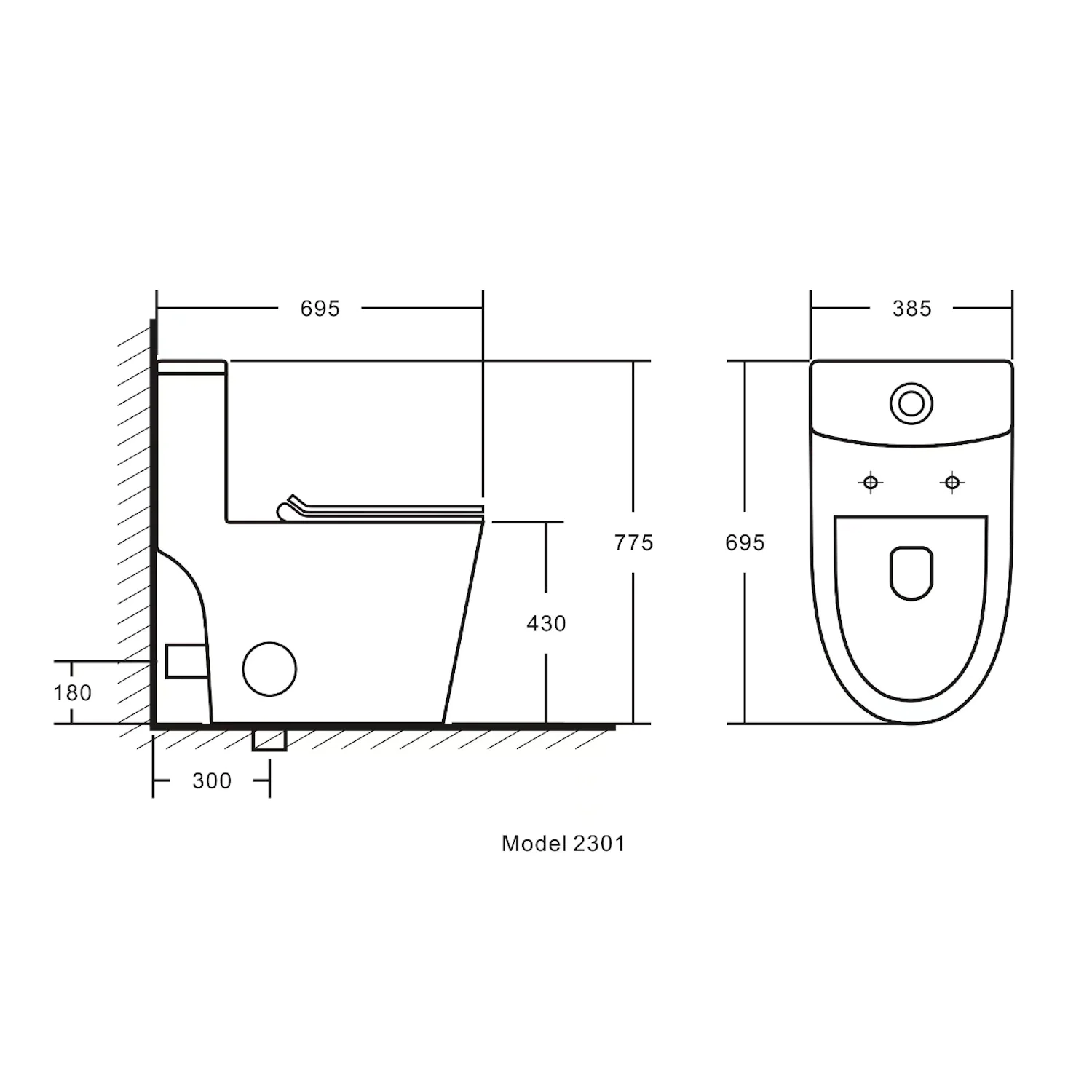 Унитаз-моноблок Azario ANSA 385х695×775 безободковый, в комплекте с сиденьем дюропласт микролифт, белый (AZ-2301) — фото №15