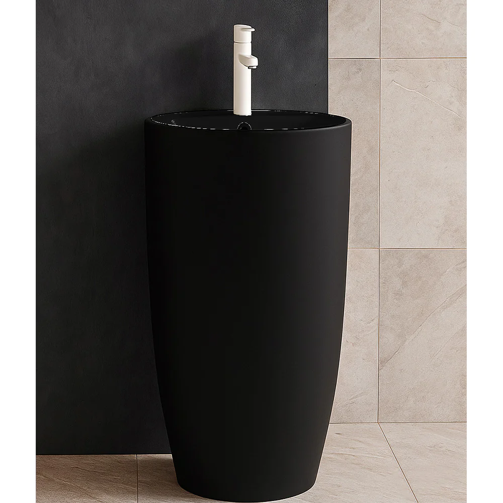 Раковина напольная Azario Tea 450х450х845 отдельностоящая, черный (AZ-M30149MB) — фото №4