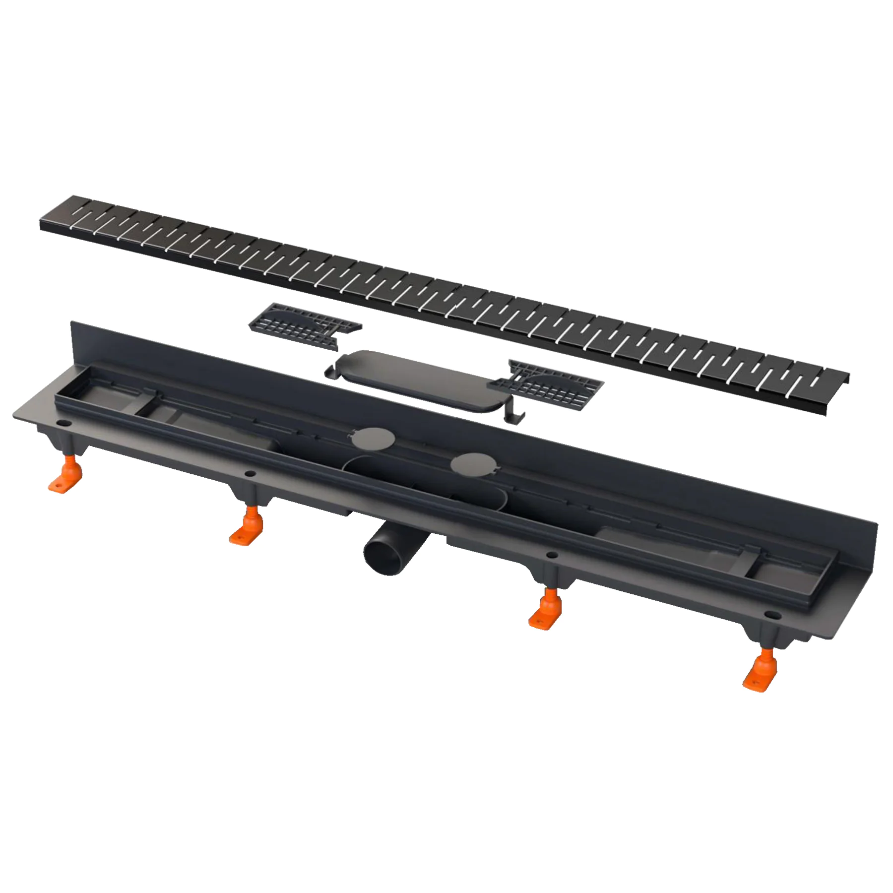 Душевой лоток AZARIO D50 Medium 1050 мм, боковой слив, пластиковый, перфорированная решетка, черный (AZ-CH 1050/50 MC) — фото №2
