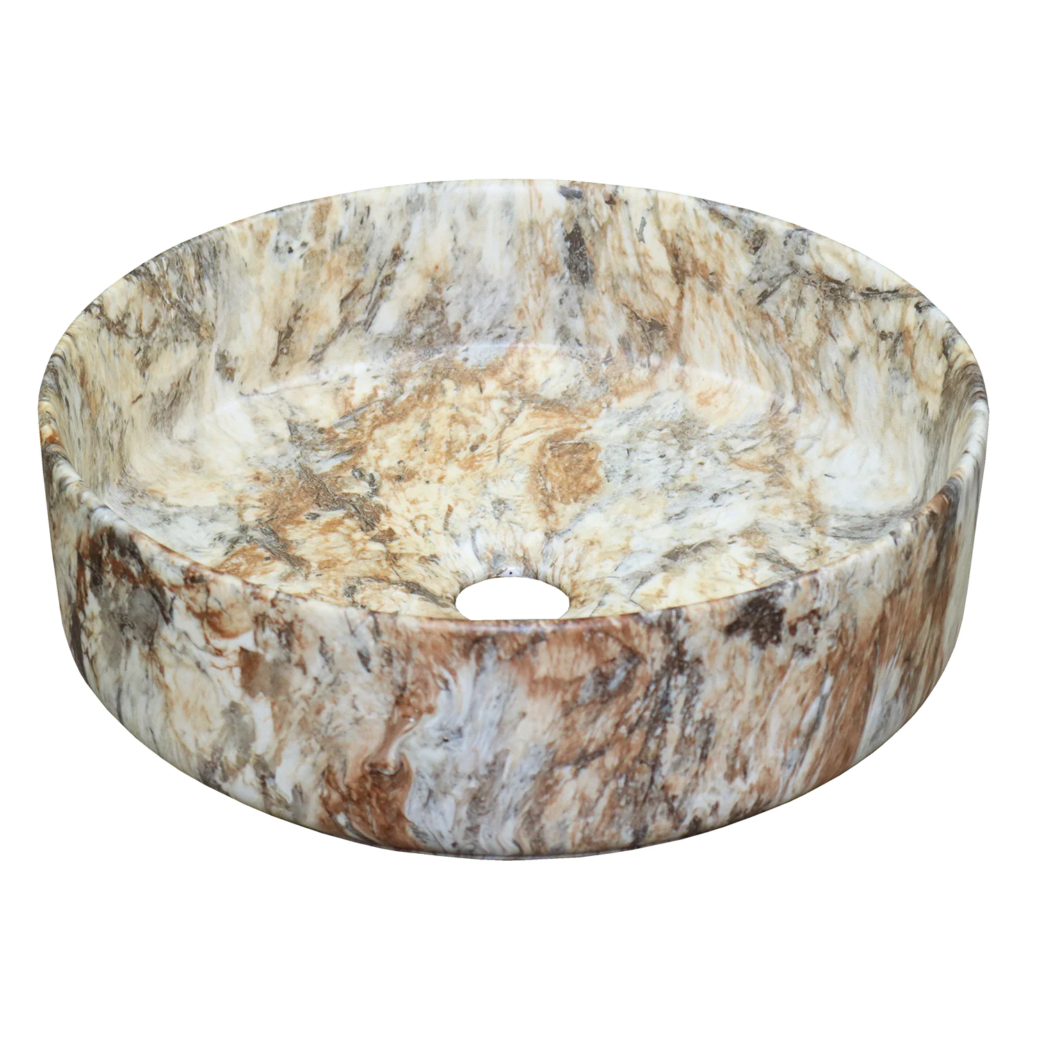 Раковина-чаша Azario 355х355х120 накладная, круглая, коричневый мраморный (AZ-3134-M830) — фото №3