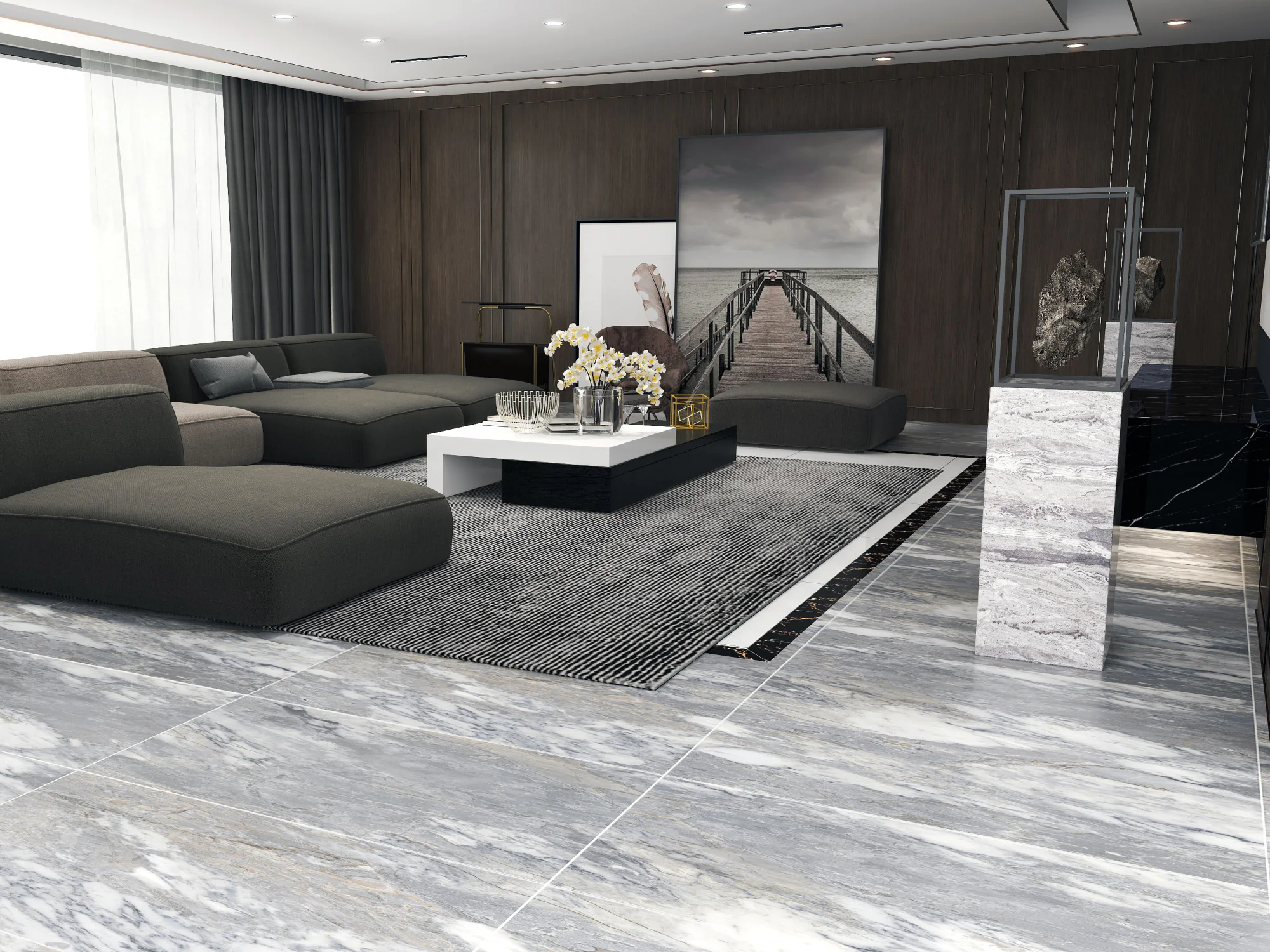 Плитка керамогранитная AZARIO MAJESTY GREY 60х120 Glossy (GYT612616) — фото №2