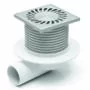 Душевой трап AZARIO DN50 12,2х12,2см, пластиковый, горизонтальный слив, универсальный, решетка из нержавеющей стали (AZ-425 X L)