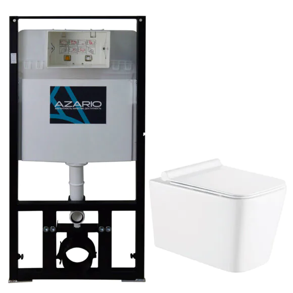 Сет AZARIO Инсталляция 3/6л + подвесной унитаз Azario Mona 530x360x365 с быстросъемным сиденьем «Микролифт» (AZ-8010-1000+AZ-0057)