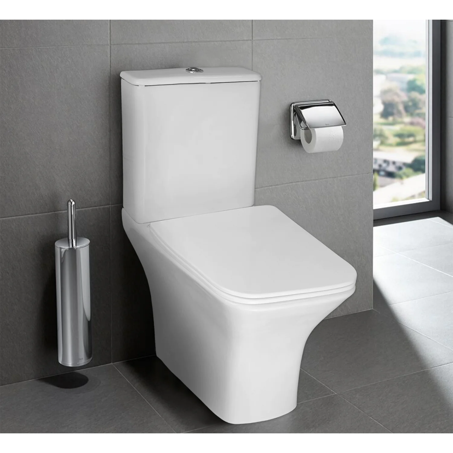 Унитаз-компакт Azario FRETTA Square N 340х650х770 напольный, безободковый, c быстросъемным сиденьем микролифт (AZ-1038A N) — фото №15