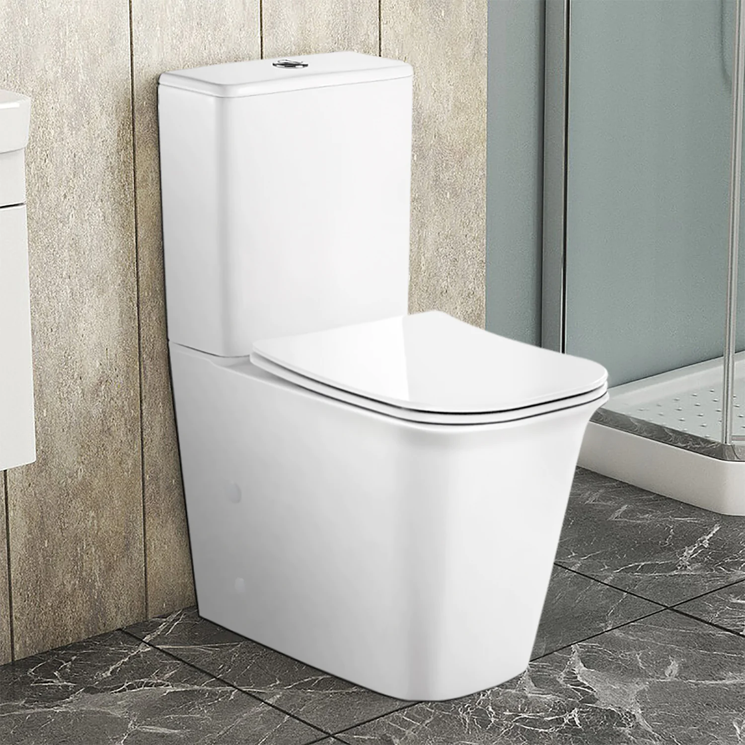 Унитаз-компакт Azario VELISE 355х625×810 напольный, безободковый в комплекте с быстросъемным сиденьем микролифт (AZ-1222A) — фото №12