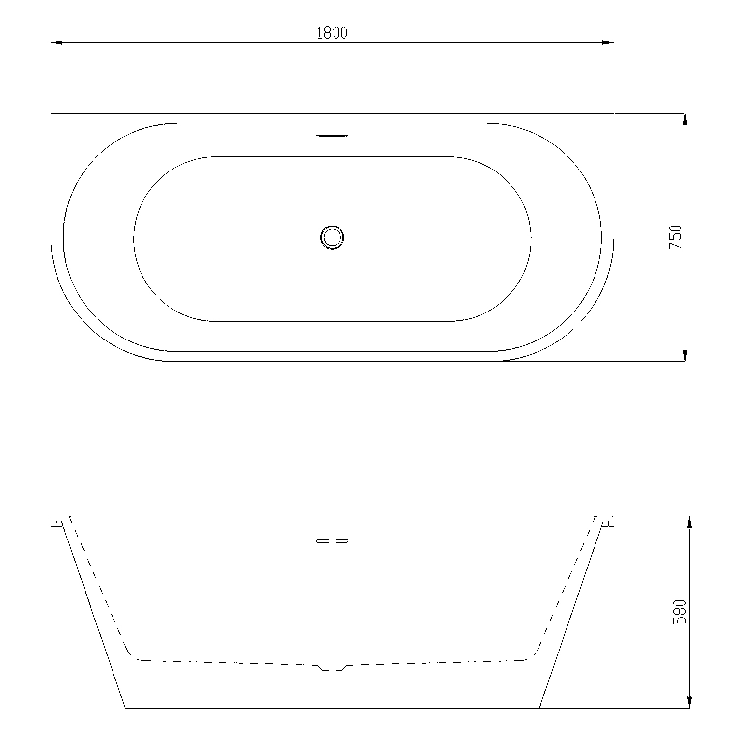 Ванна акриловая Azario ELCON 1800x750x580 пристенная, в комплекте с сифоном и металлической рамой (ELC18075) — фото №3