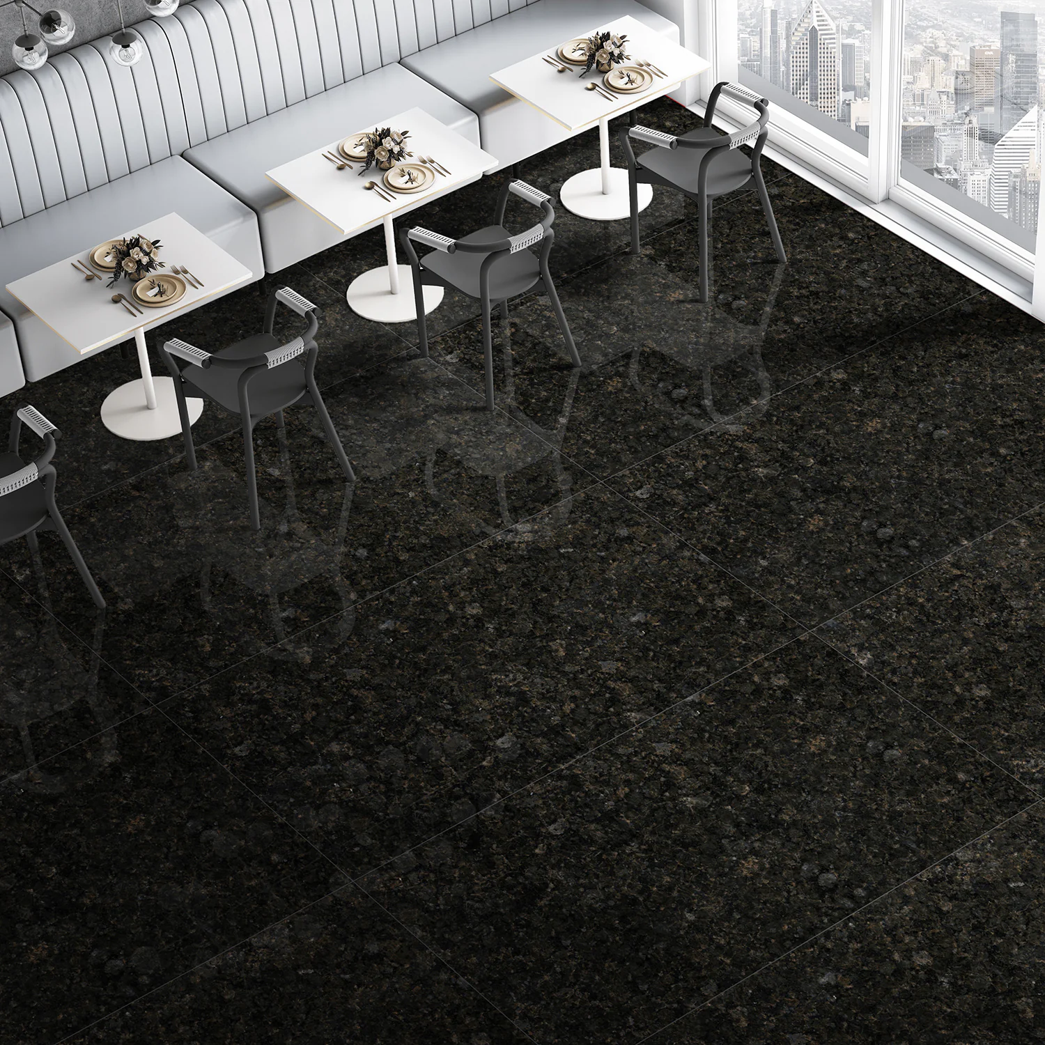 Плитка керамогранитная AZARIO BLACK GRENITE 80х160 Dark high glossy (F231123013HG) — фото №5
