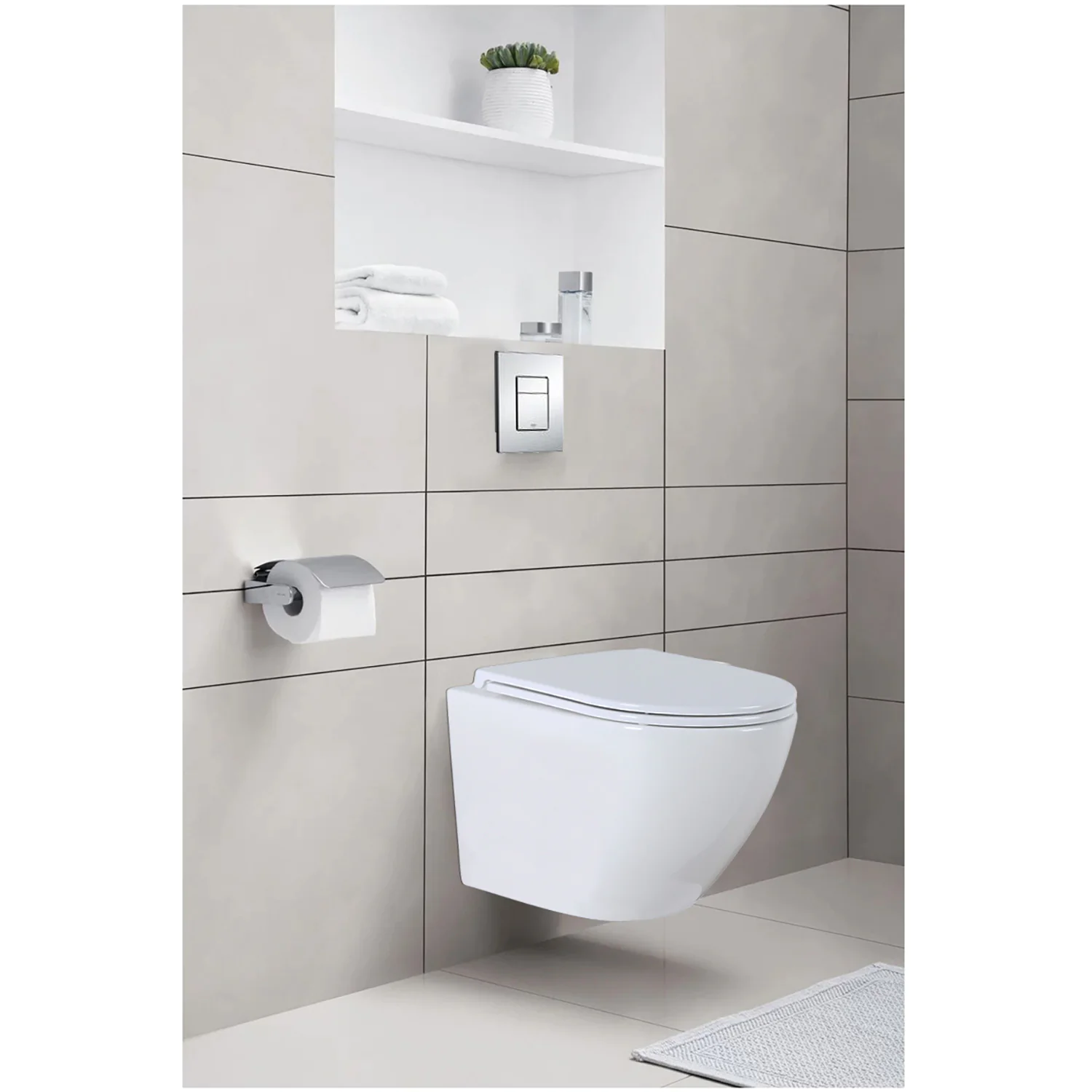 Сет 3 в 1 инсталляция Grohe Rapid SL с клавишей смыва + подвесной унитаз Azario Grado c быстросъемным сиденьем микролифт (38772001+AZ-0046N) — фото №11
