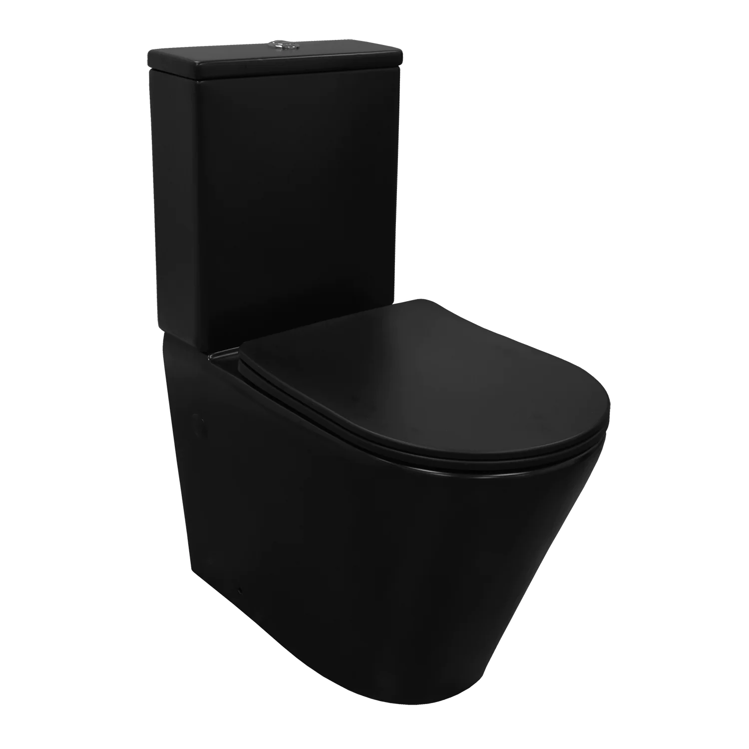 Унитаз-компакт Azario Black Queen 370х605х800 безободковый, с быстросъемным сиденьем микролифт, черный матовый (AZ-8380) — фото №1