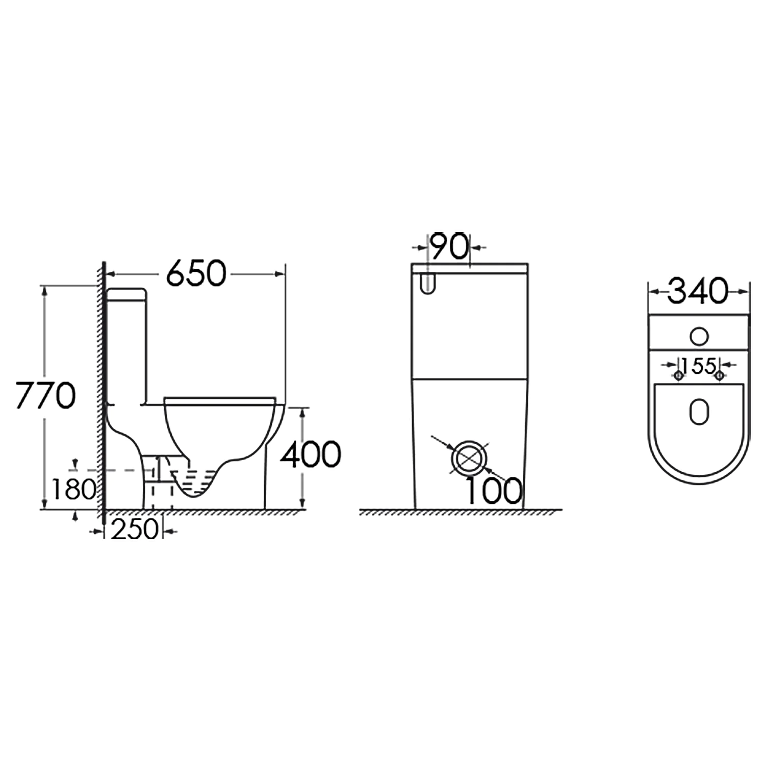 Унитаз-компакт Azario FRETTA Square N 340х650х770 напольный, безободковый, c быстросъемным сиденьем микролифт (AZ-1038A N) — фото №16