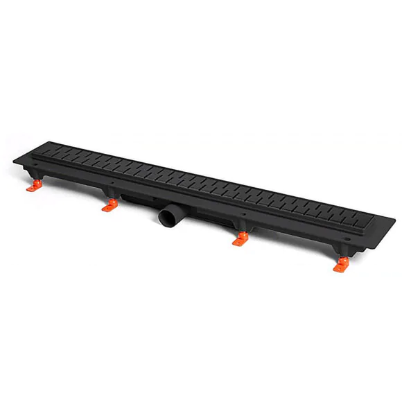 Душевой лоток AZARIO D50 Medium 1050 мм, боковой слив, пластиковый, перфорированная решетка, черный (AZ-CH 1050/50 MC)
