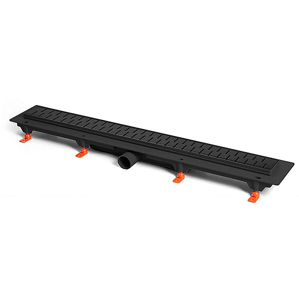 Душевой лоток AZARIO D50 Medium 1050 мм, боковой слив, пластиковый, перфорированная решетка, черный (AZ-CH 1050/50 MC) — фото №1
