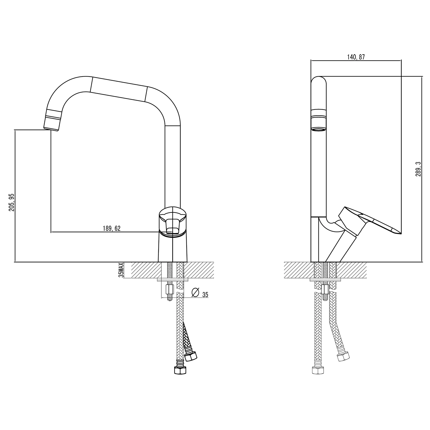 Смеситель для кухни Azario керамический картридж, хром (AZ-HU245904) — фото №2