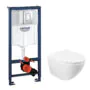 Сет 3 в 1 инсталляция Grohe Rapid SL с клавишей смыва + подвесной унитаз Azario Grado с быстросъемным сиденьем микролифт (38772001+AZ-0046 SP)